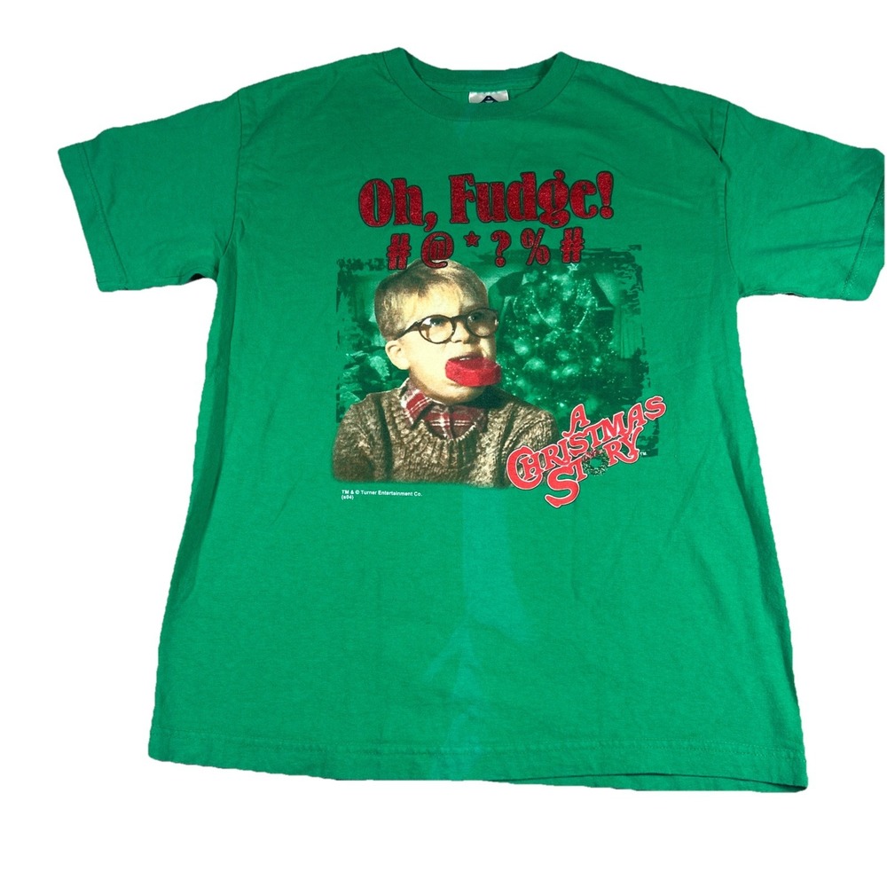 AAA A Christmas Story Oh Fudge Green Cotton T-Shirt Mens Medium Vintage 2000s